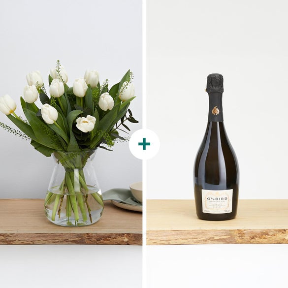 De hvide tulipaner med Oddbird Spumate, alkoholfri